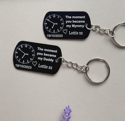 The Moment You Became My Daddy - Personalised Photo Keyring