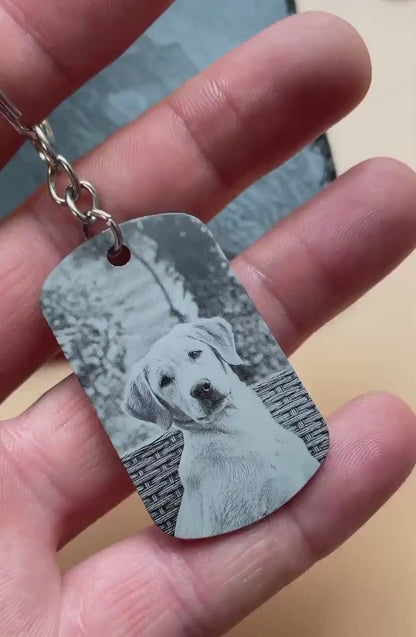 Personalised Pet Memorial Photo Engraving Keyring - Cat Dog Pet Loss Bereavement Grief  Keychain| Paw Prints Keepsake - No Longer By My Side
